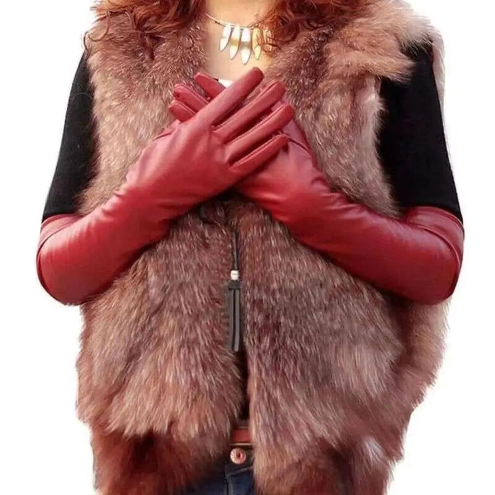 Women's PU Leather Elbow Gloves – 1920s Long Touch Screen Style Long Fashion Gloves PLUSH