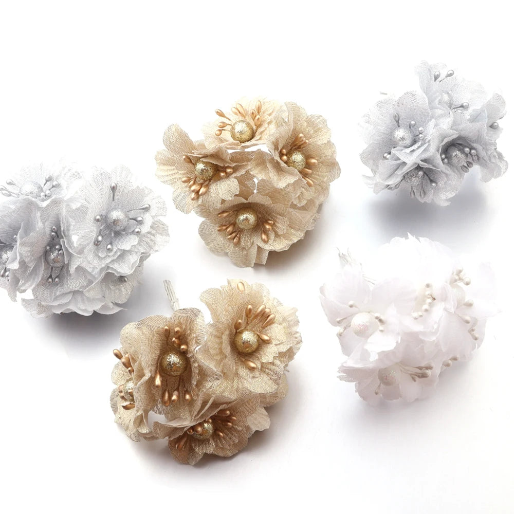 6pcs Fabric Camellia Artificial Flowers – DIY Hair & Decor Artificial Craft Flowers PLUSH