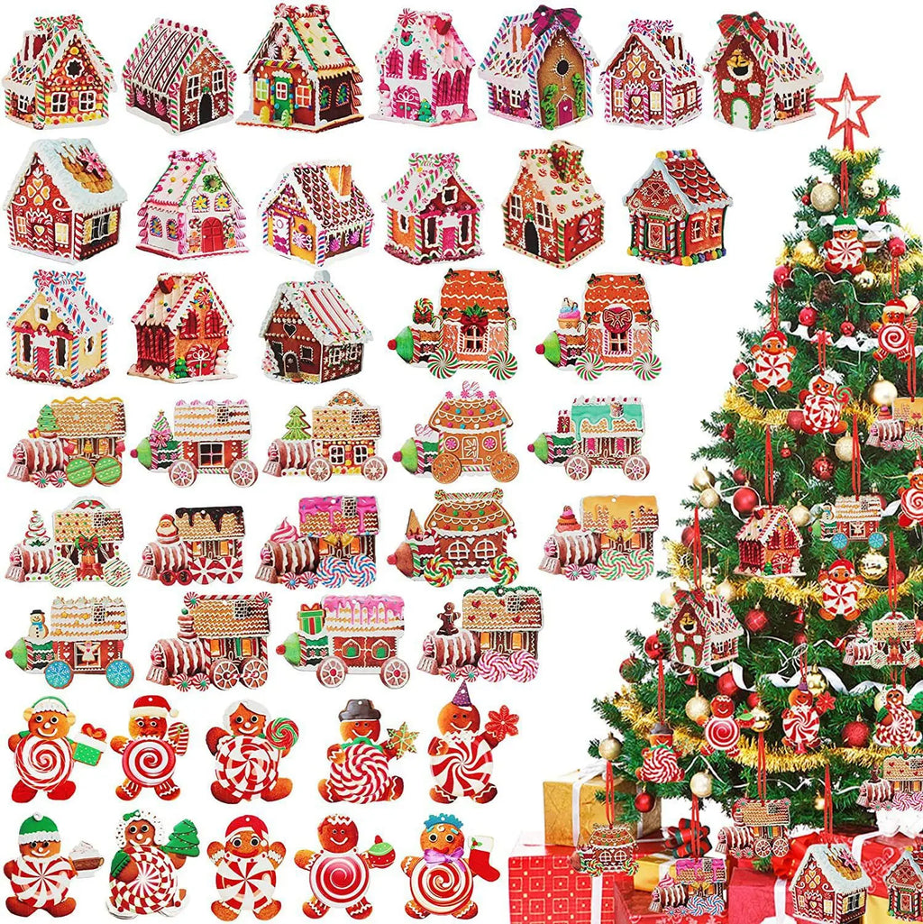 Christmas Wooden House Ornaments – Painted Xmas Tree Pendants Christmas Tree Ornaments PLUSH