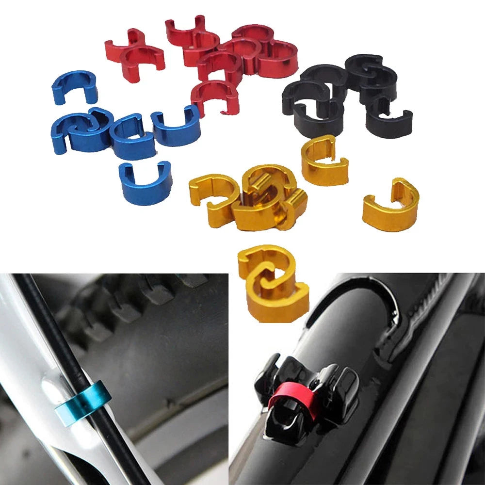 Aluminum C-Clip Brake Cable Guides for Road & MTB Bikes – 10pcs Bike Cable Clips PLUSH