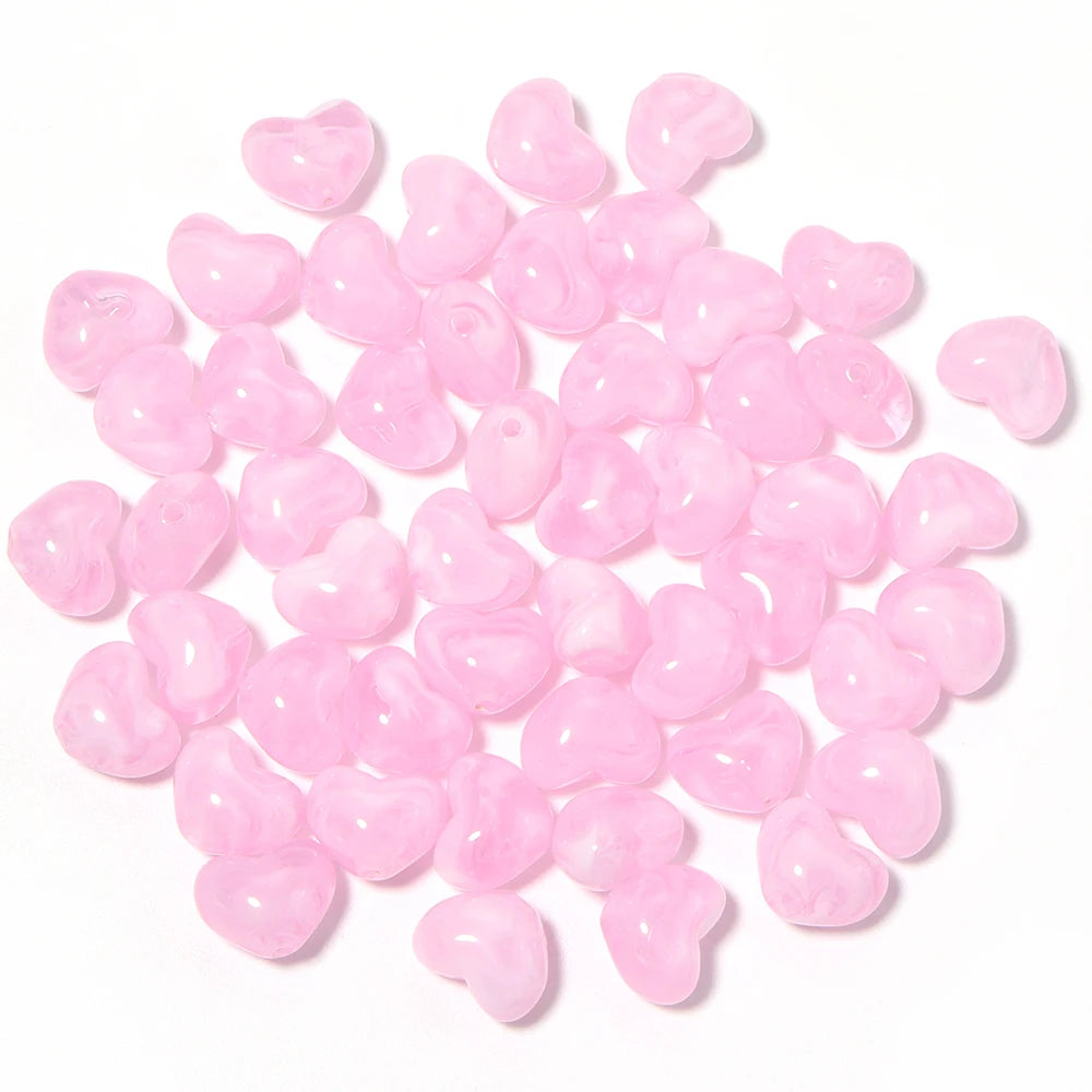 50pcs Two-Tone Heart Acrylic Spacer Beads – DIY Jewelry Acrylic Spacer Beads PLUSH pink