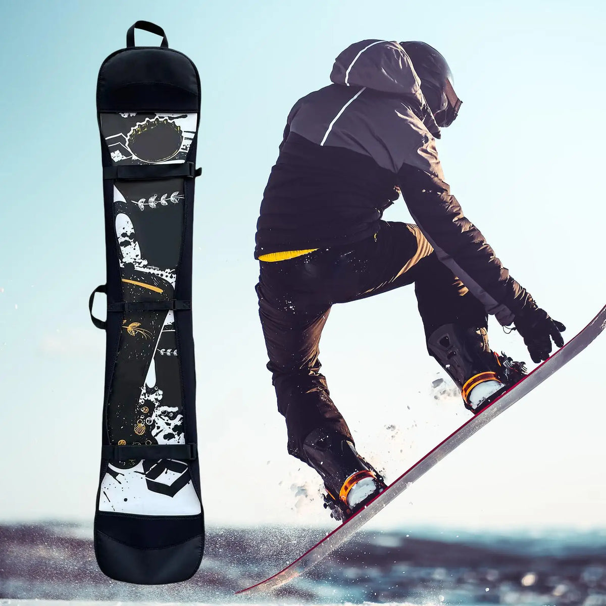 Sunnimix 163–174cm Snowboard Bag | Adjustable Carry Case Snowboard Carry Bag PLUSH