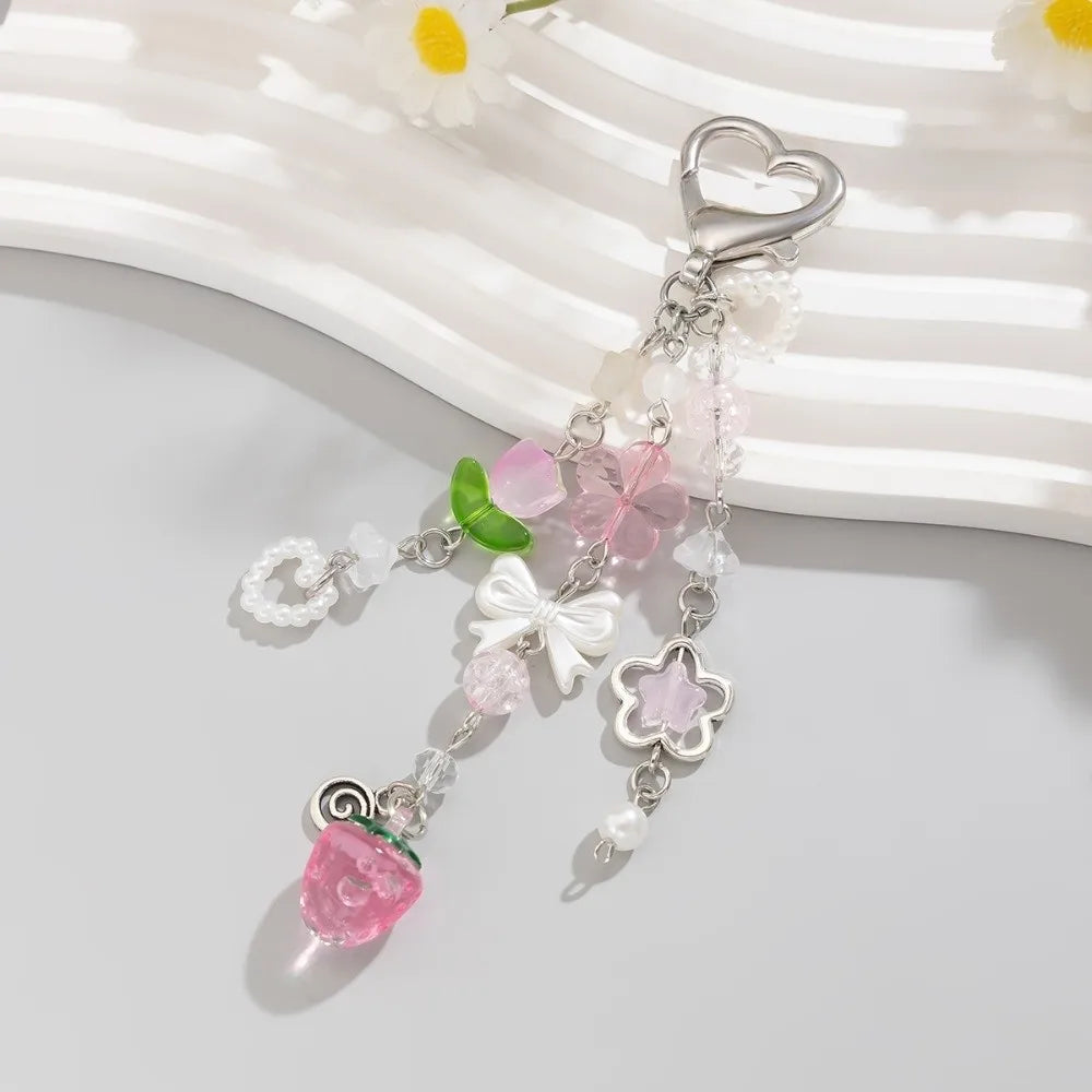 Strawberry Beaded Phone Chain Tassel Bag Charm Keychain Bag Charm Keychain PLUSH Style D