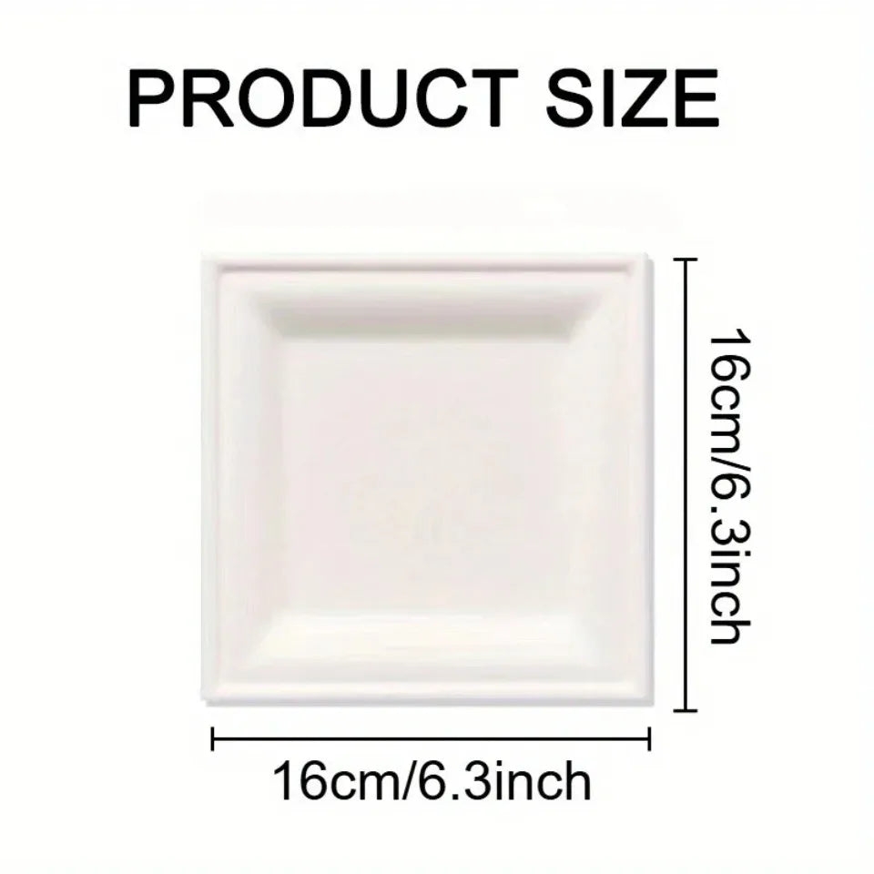 White Square Disposable Paper Plates 25/50pcs | Party Supplies Disposable Paper Plates PLUSH