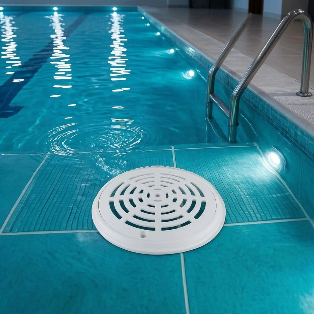 White Round ABS Pool Main Drain Cover – Inground Replacement Pool Drain Cover PLUSH