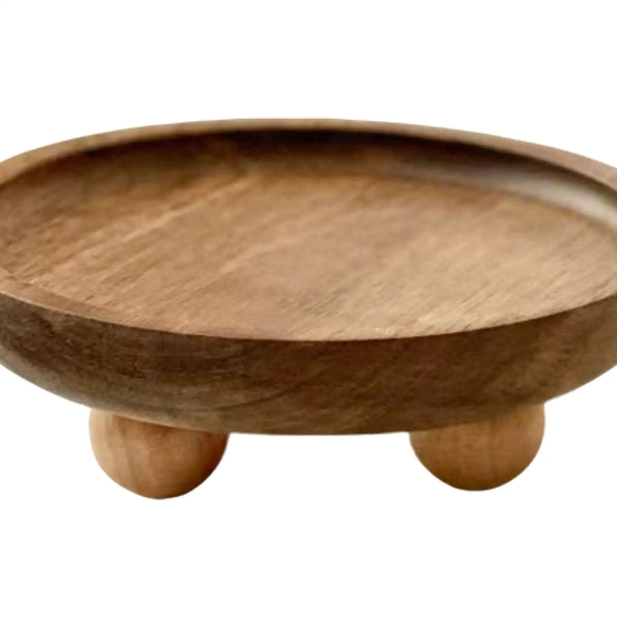 Round Wooden Decorative Tray – Vanity & Desktop Organizer Decorative Storage Tray PLUSH