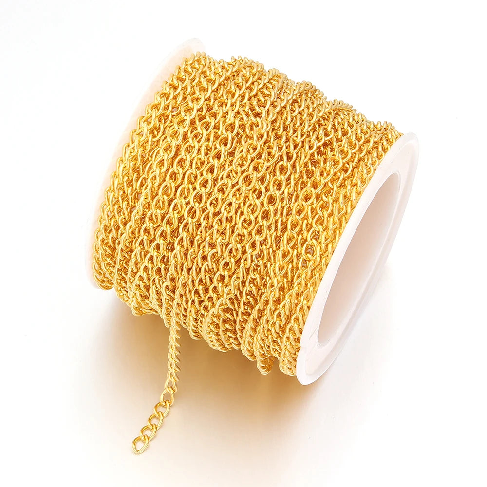 10 Yards 3x4mm Metal O-Shape Link Chain for DIY Jewelry Making Jewelry Making Chain PLUSH Gold