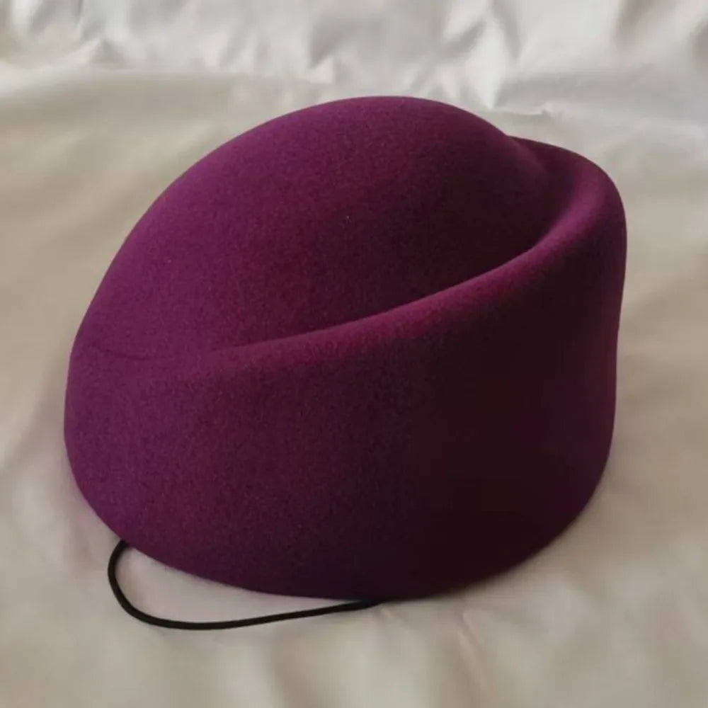 Felt Fabric Beret Pillbox Hat – Elegant Unisex All-Season Felt Beret Hat PLUSH Light Purple