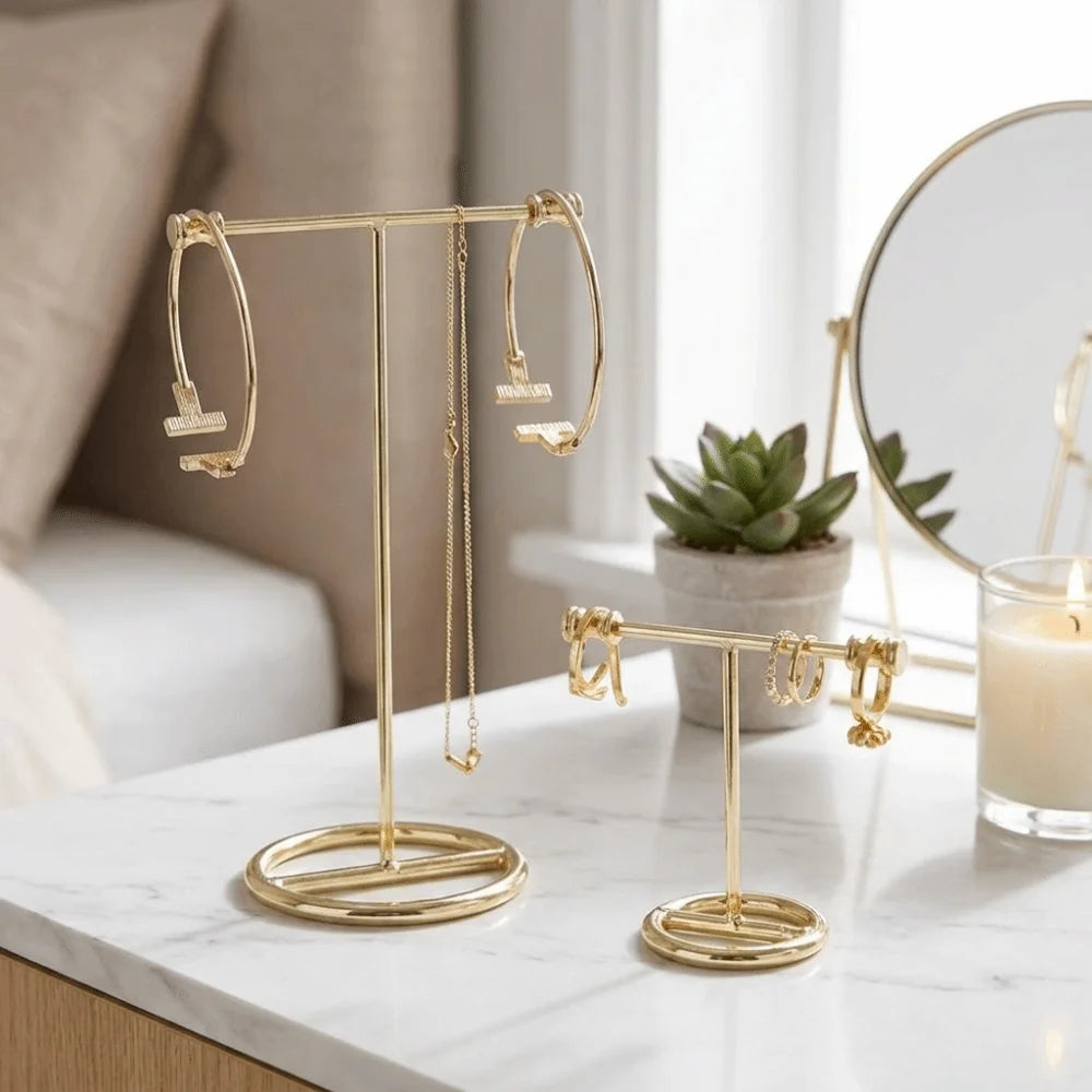 T-Shaped Metal Jewelry Display Stand – Earring & Necklace Rack Jewelry Display Stand PLUSH