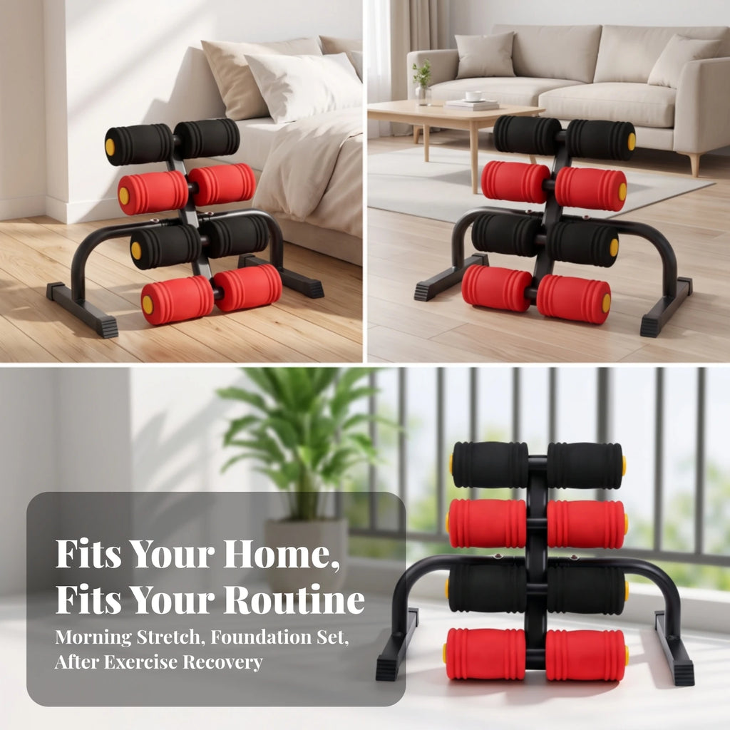 Pilates Chair with Rollers – Cushioned Back Stretching Bench Pilates Roller Chair PLUSH