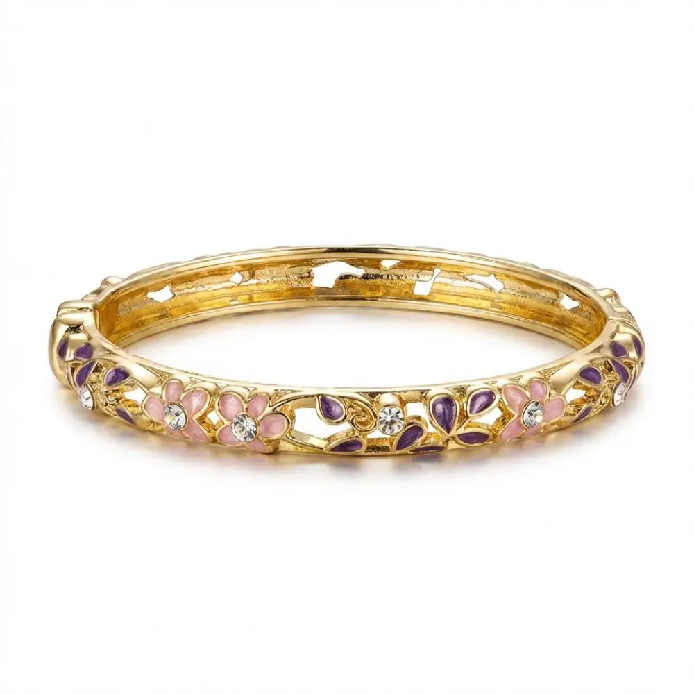 Vintage Cloisonne Enamel Floral Bangle – Chinese Ethnic Bracelet Enamel Bangle PLUSH