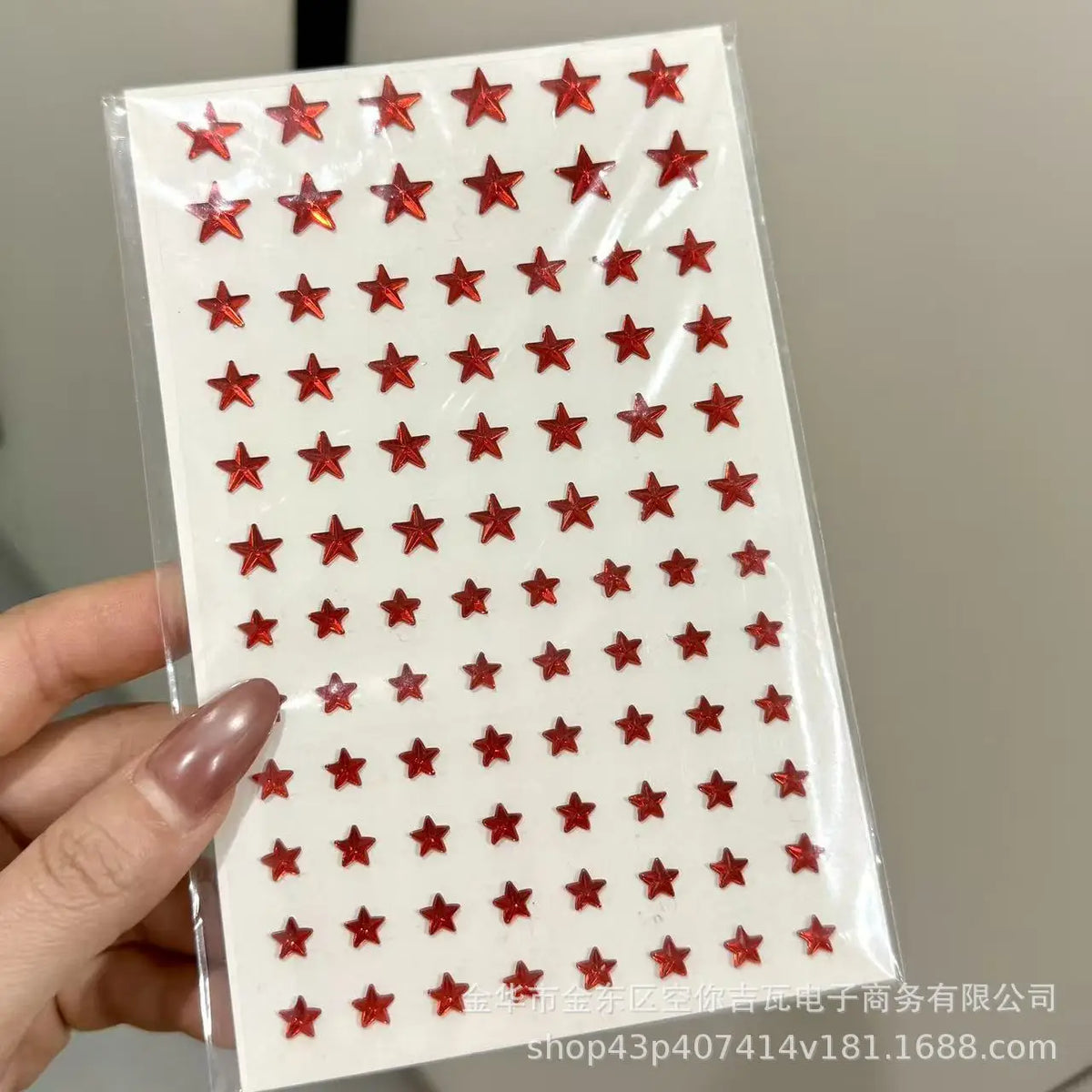 Star Rhinestone Face Gem Stickers – Festival Glam | 1 Sheet Face Gem Stickers PLUSH red 88Pcs