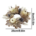 Fall Candle Ring Wreath – Maple Leaves & Pine Cones Décor Candle Ring Wreath PLUSH A