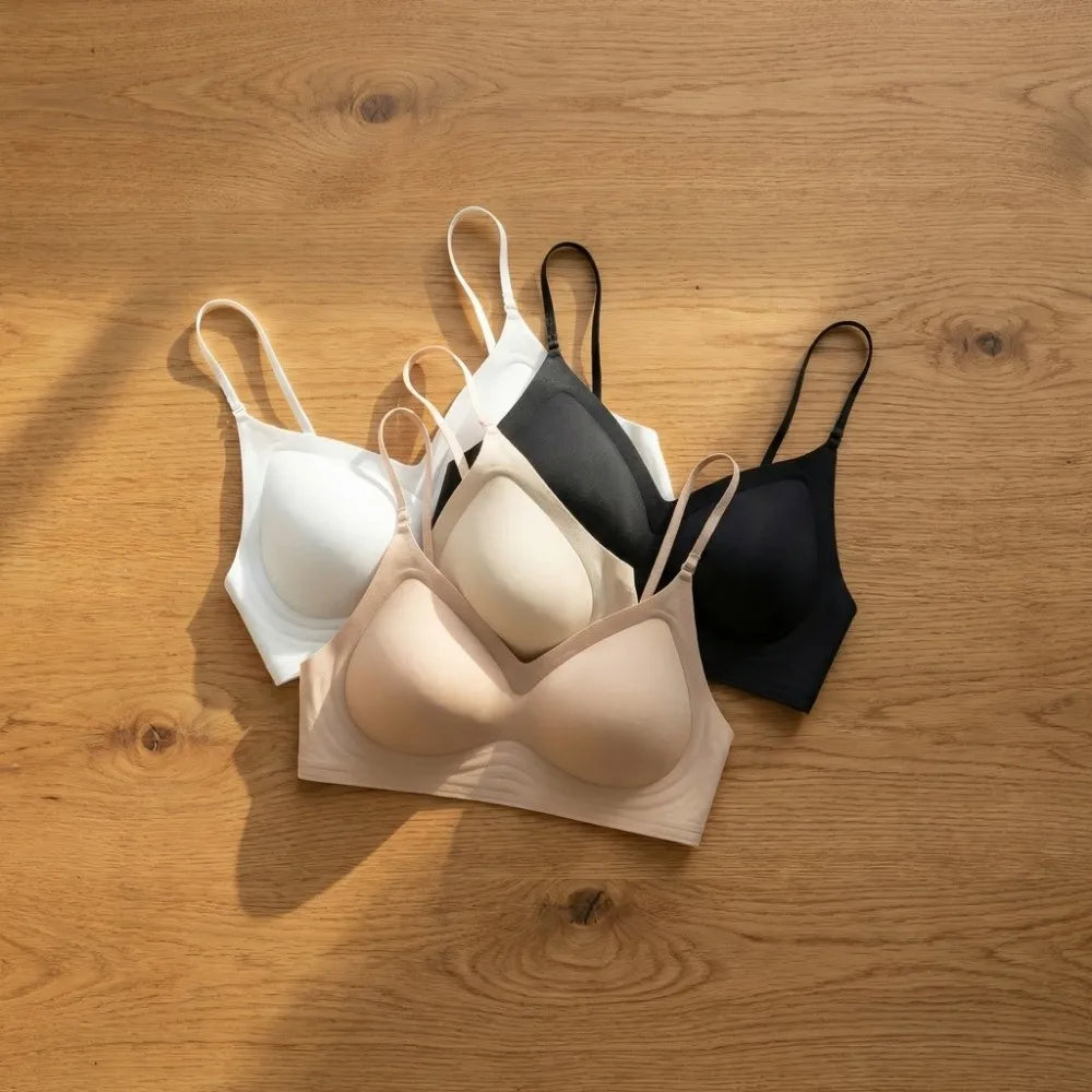 Wireless Push-Up Bra Deep V Seamless Lingerie for Women Wireless Push-Up Bra PLUSH