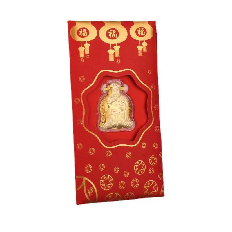 Gold Foil Red Envelope – God of Wealth Lucky New Year Gift Festive Red Envelope PLUSH 1pcs