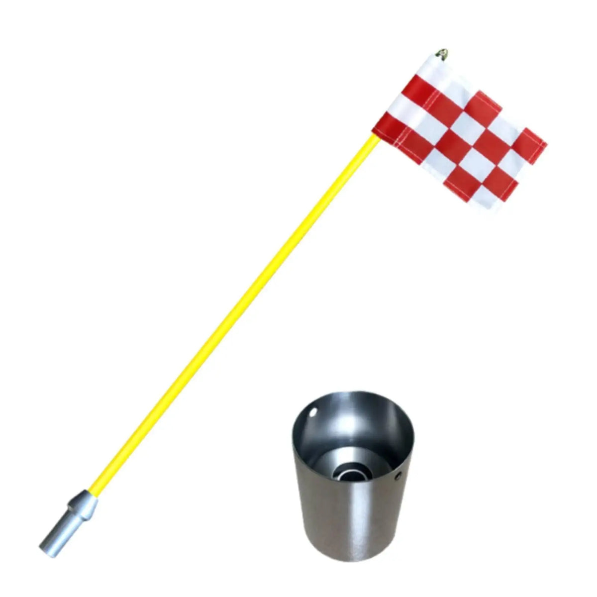 Golf Flag Pole with Stainless Steel Cup – Yard Practice Set Golf Practice Set PLUSH RedwhitePlaid85CM