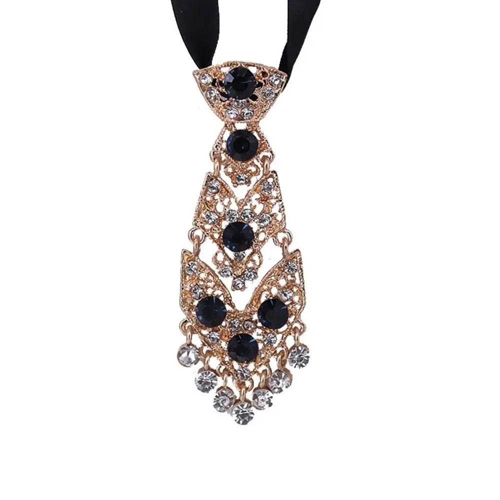 Metal Rhinestone Necktie – Elegant Unisex Business & Wedding Tie Rhinestone Necktie PLUSH