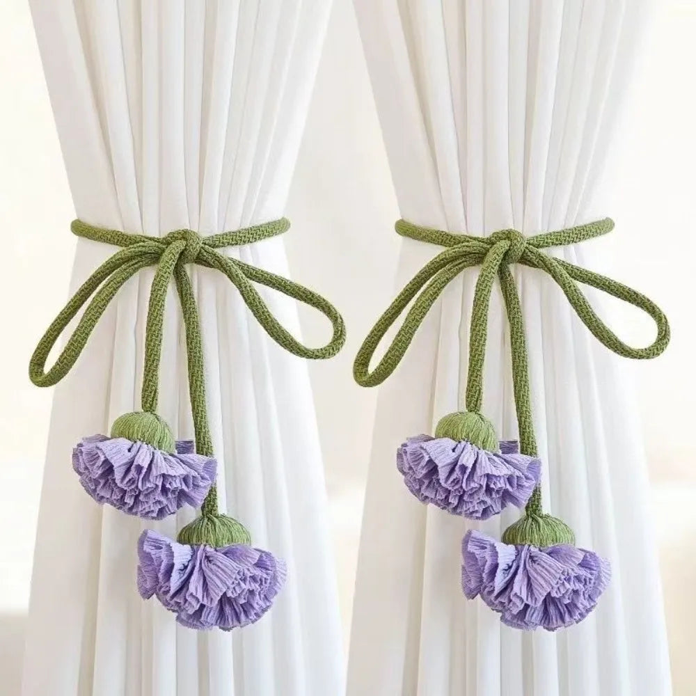 Tulip Curtain Tiebacks – Adjustable Tie Rope Straps, 1 Pair Curtain Tiebacks PLUSH style 2