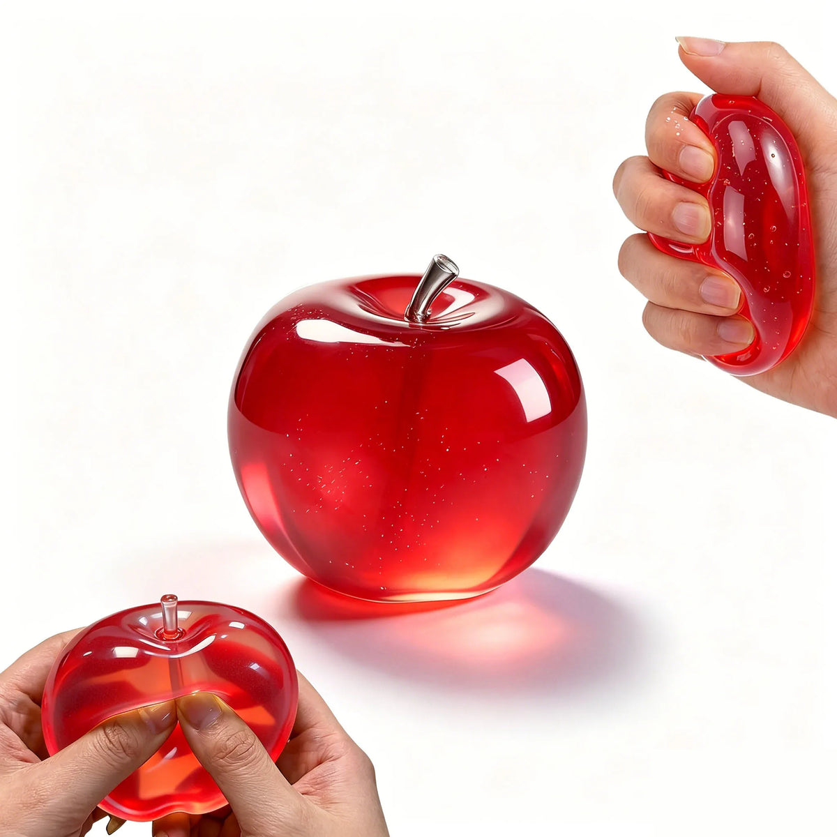 Glitter Crystal Apple Squishy Ball – 3D Sensory Fidget Toy Sensory Fidget Toy PLUSH Red Apple