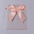 5pcs Bow Organza Drawstring Gift Bags – Wedding & Party Organza Gift Bags PLUSH light orange 9x12cm