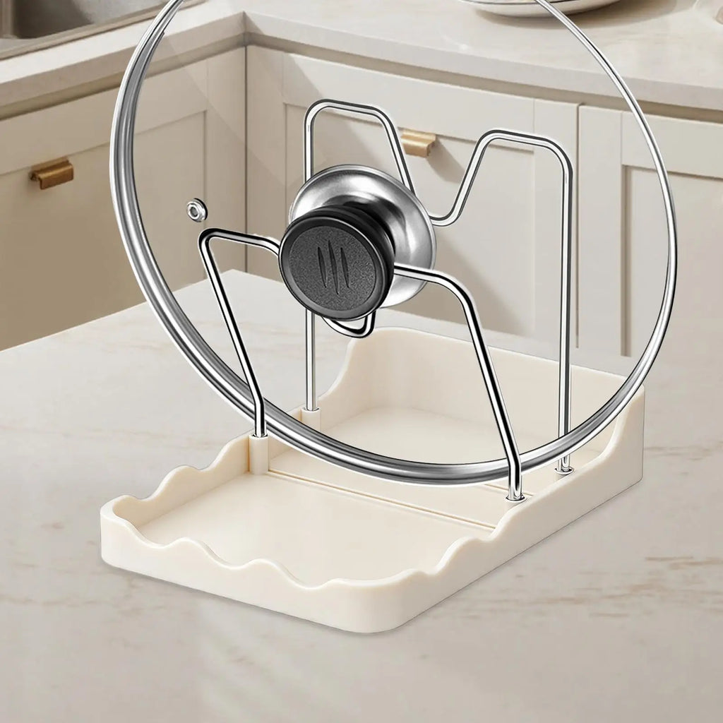 Double Layer Pan Lid Organizer Rack with Drip Tray Kitchen Lid Organizer PLUSH