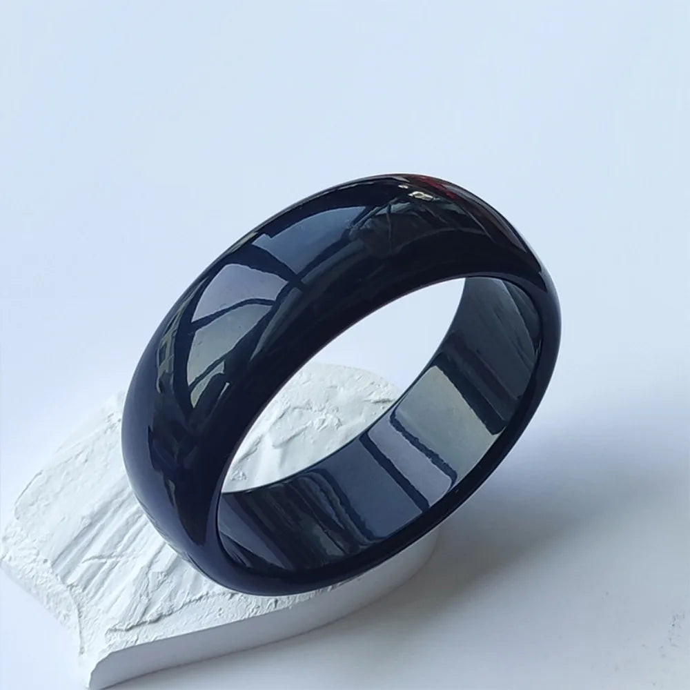 Bohemian Acrylic Open Wide Bangle Bracelet – Smudge Print Acrylic Bangle PLUSH Black
