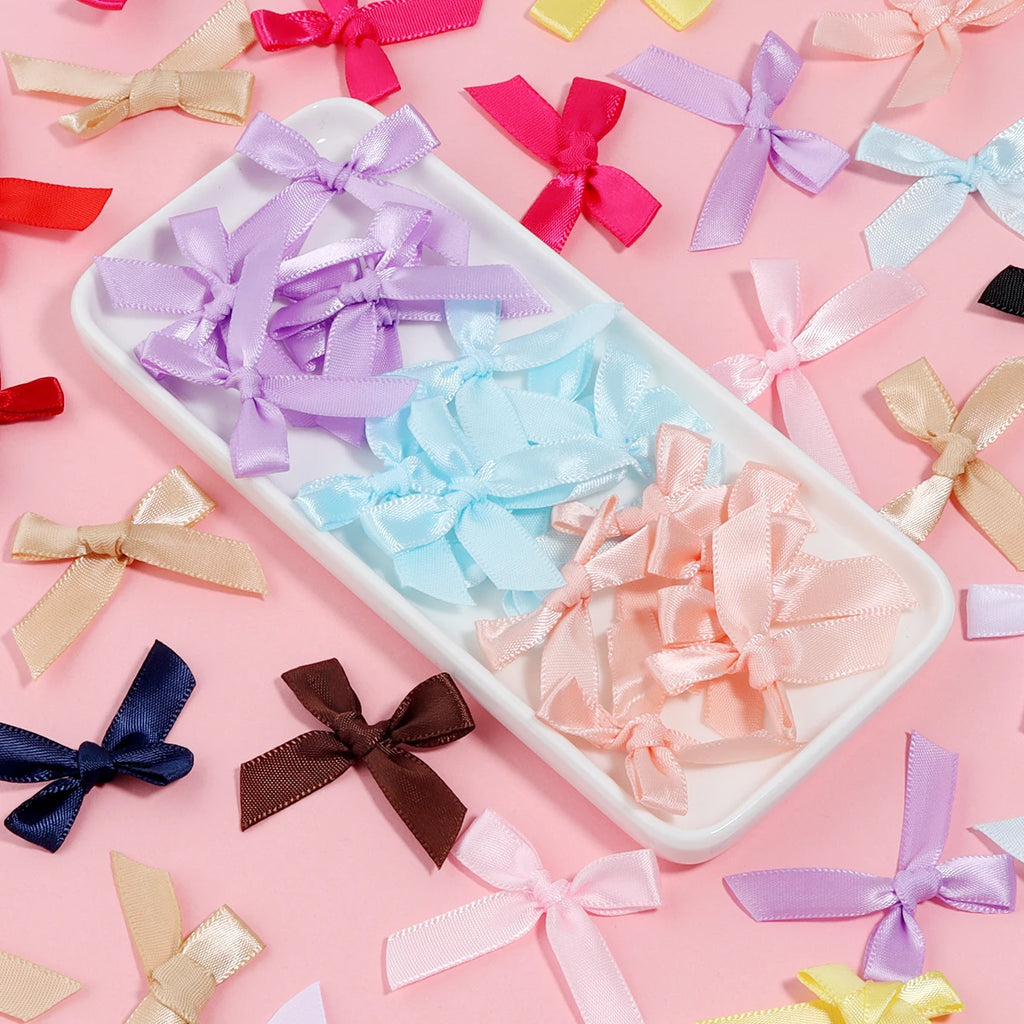 50pcs Satin Ribbon Bows 3.5x4cm – Multicolor DIY Decoration Ribbon Bows PLUSH