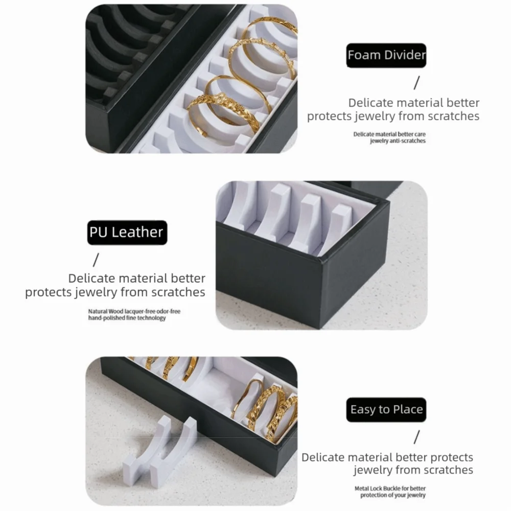 10/40 Slot Bracelet Storage Tray | PU Leather Bangle Organizer Jewelry Storage Tray PLUSH