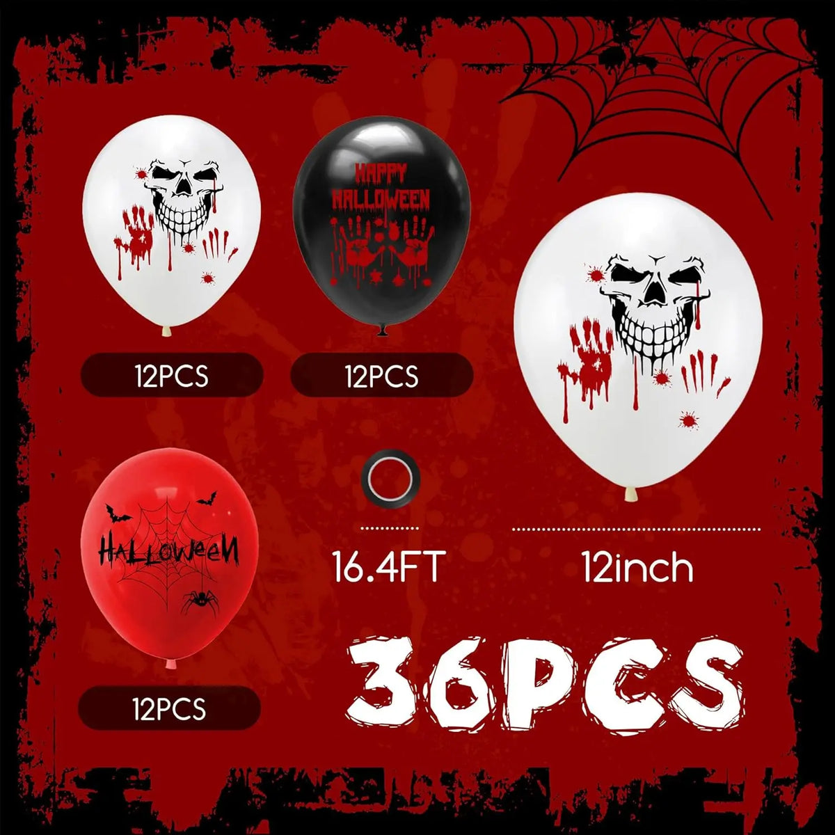 Halloween Bloody Handprint Latex Balloons – Zombie Party Decor Halloween Party Balloons PLUSH