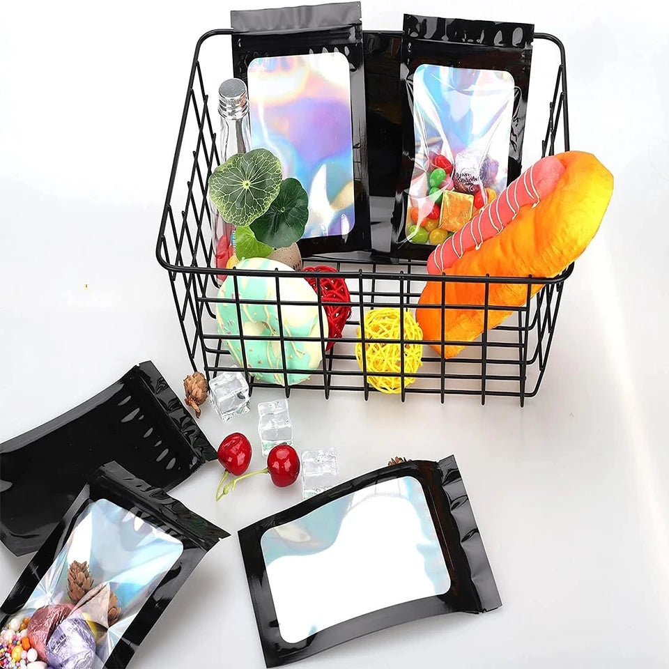 50/100pcs Holographic Mylar Zip Lock Bags – Jewelry & Gift Pouches Mylar Storage Bags PLUSH