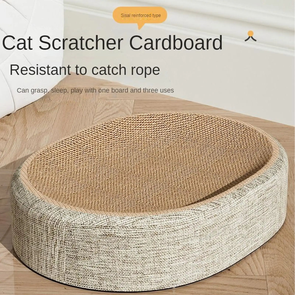 2-in-1 Oval Cat Scratching Board & Cozy Bed – Sisal Pad Cat Scratcher Bed PLUSH