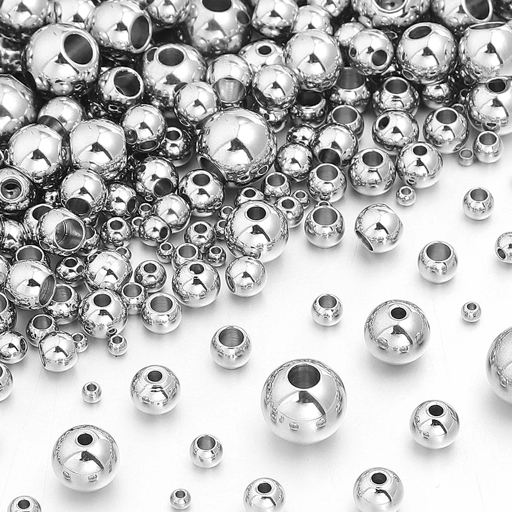 Silver Stainless Steel Big Hole Spacer Beads | DIY Jewelry Jewelry Spacer Beads PLUSH