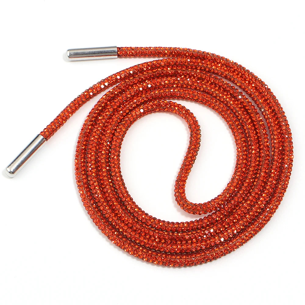 4mm Rhinestone Cord Rope with End Cap – Crystal Cup Chain DIY Rhinestone Jewelry Cord PLUSH Orange 4mm