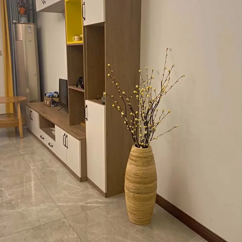 Handmade Indonesian Rattan Floor Vase – 30 or 40cm Woven Cane Decorative Floor Vase PLUSH