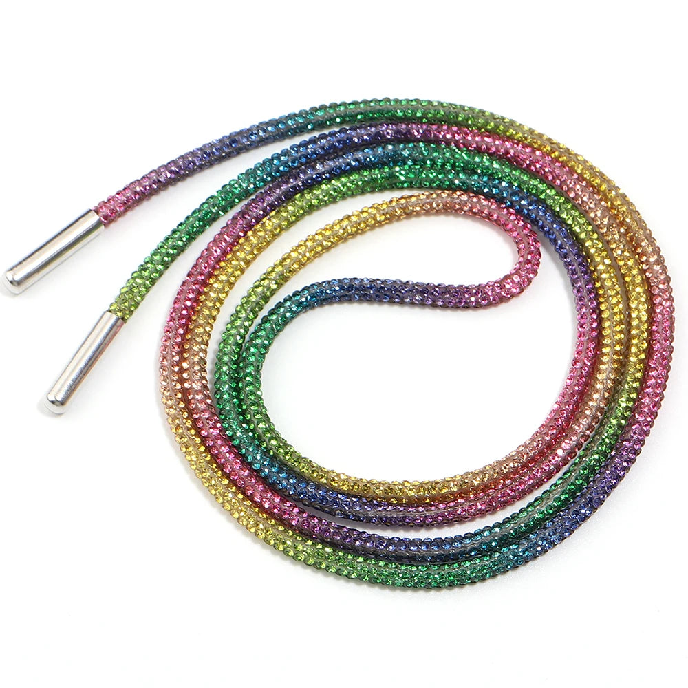 4mm Rhinestone Cord Rope with End Cap – Crystal Cup Chain DIY Rhinestone Jewelry Cord PLUSH Rainbow 4mm