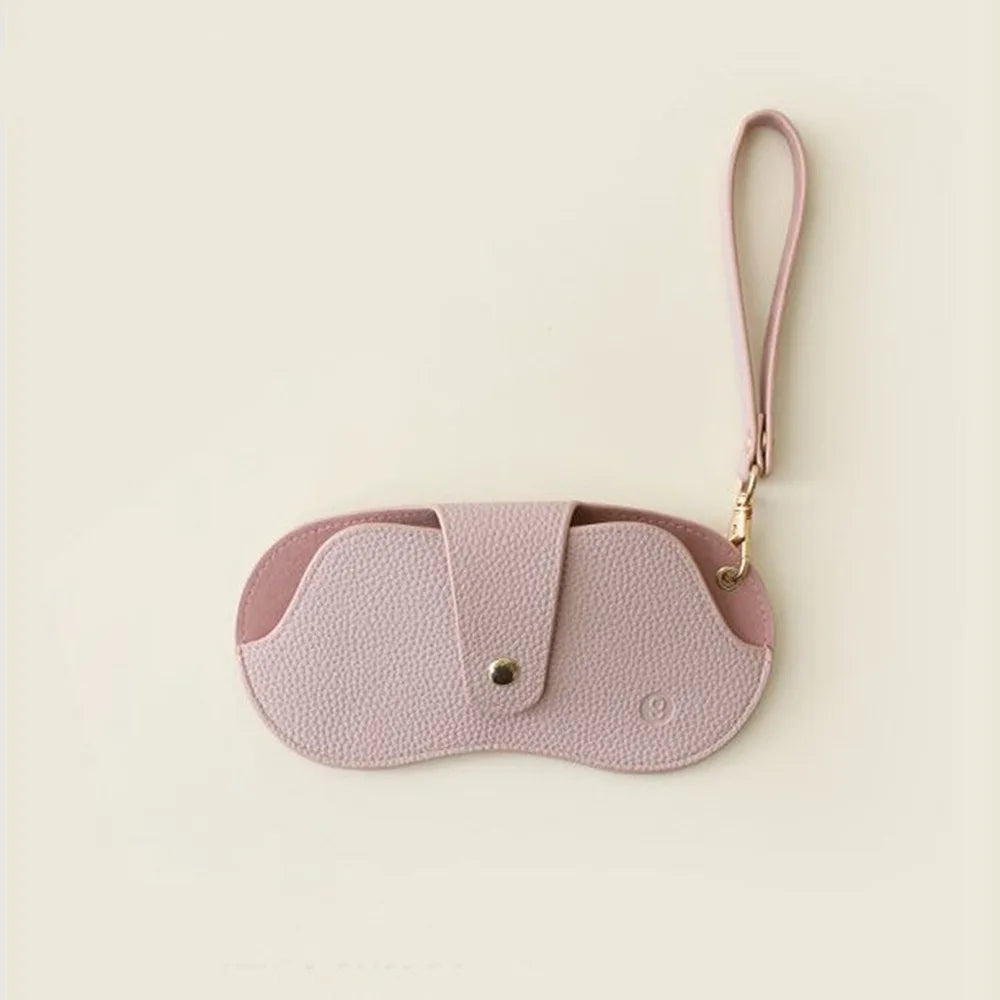 PU Leather Sunglasses Pouch with Lanyard | Korean Style Eyewear Pouch Case PLUSH Pink