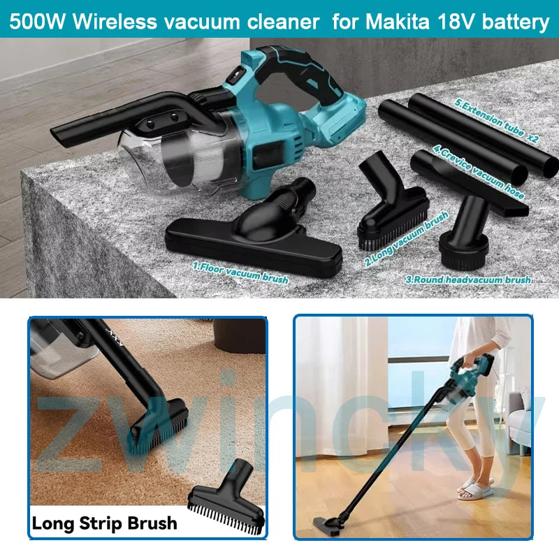ZWINCKY 5-in-1 Cordless Vacuum for Makita 18V | 500W Cordless Vacuum Cleaner PLUSH