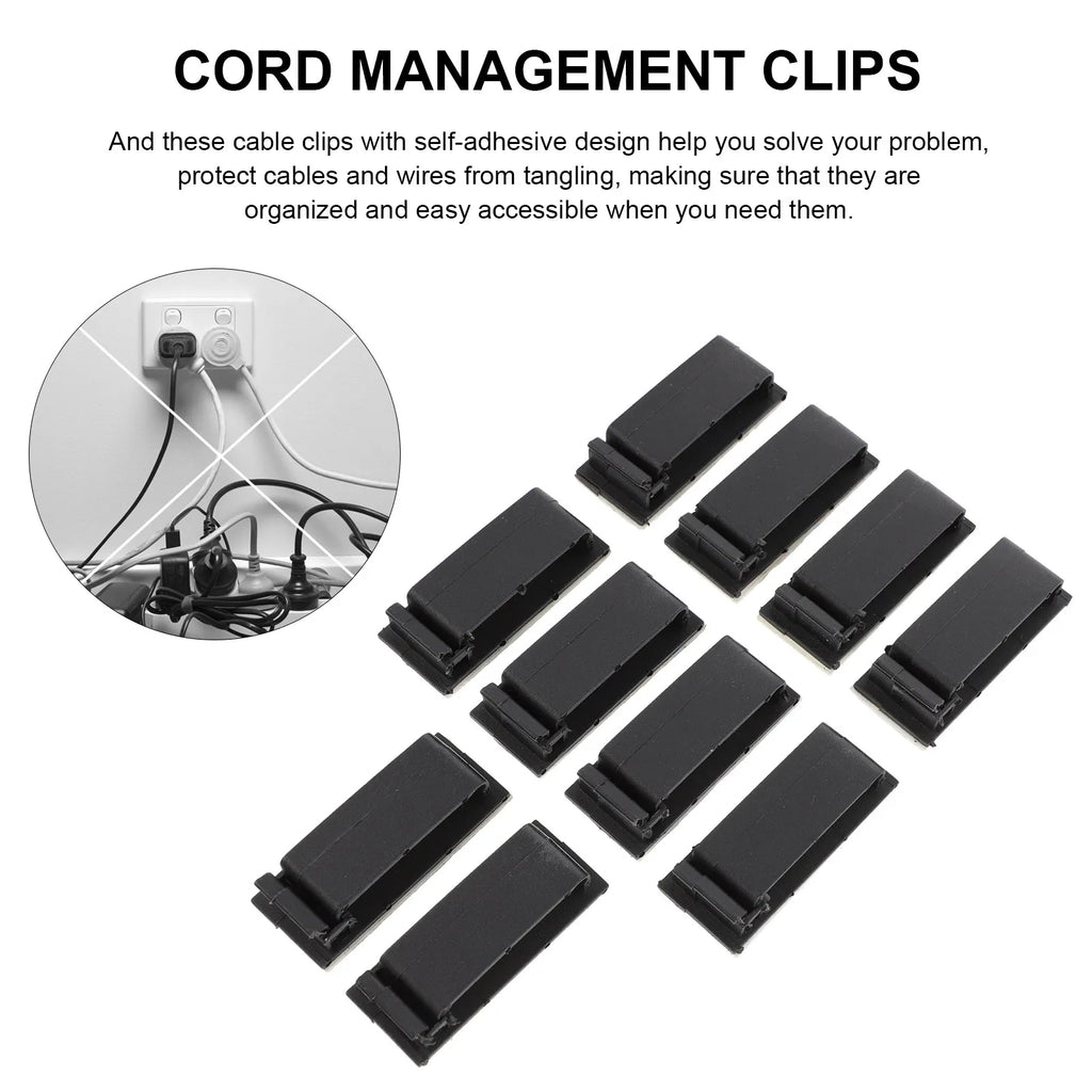 10Pcs Self-Adhesive Cord Clips | Desktop Cable Management Cable Management Clips PLUSH