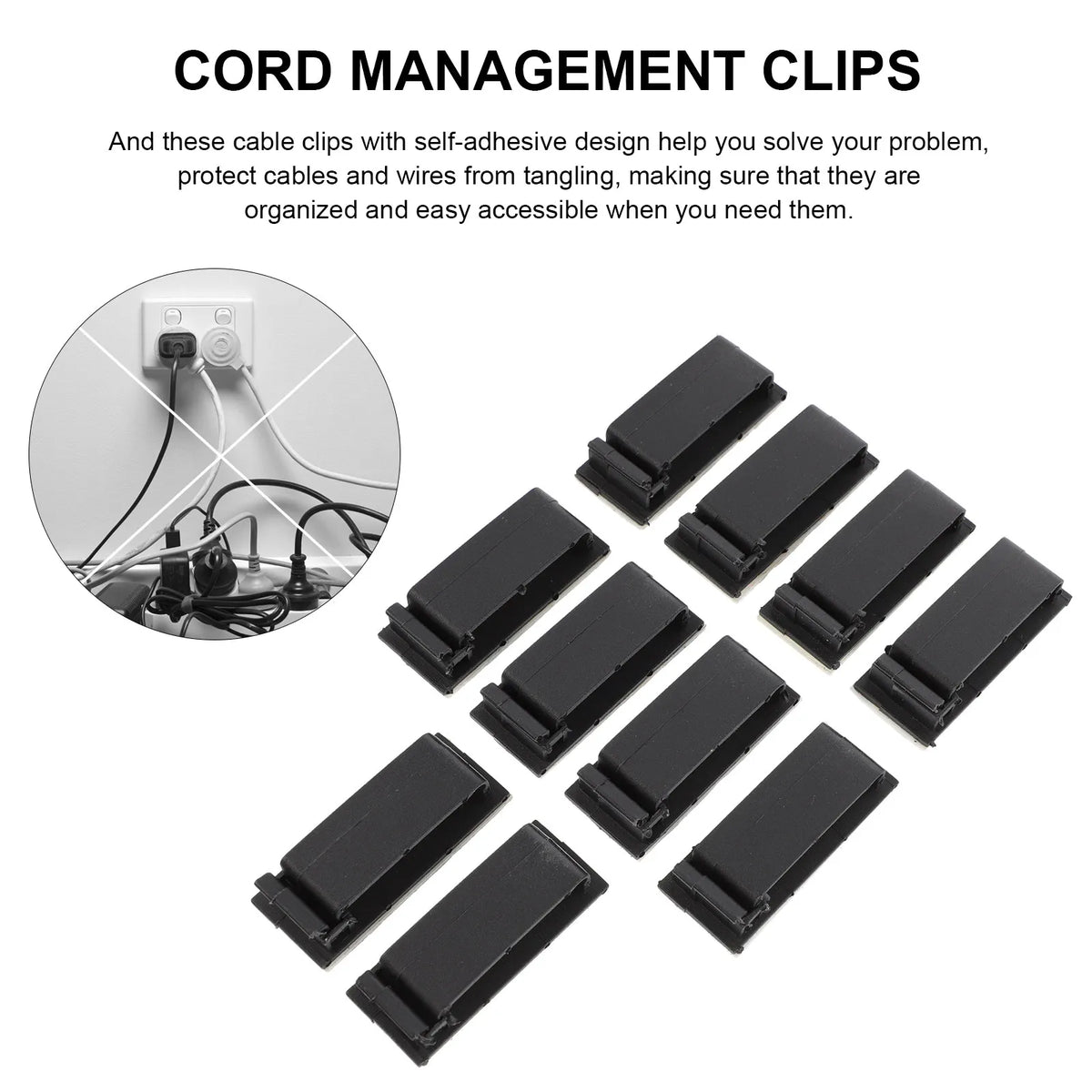10Pcs Self-Adhesive Cord Clips | Desktop Cable Management Cable Management Clips PLUSH