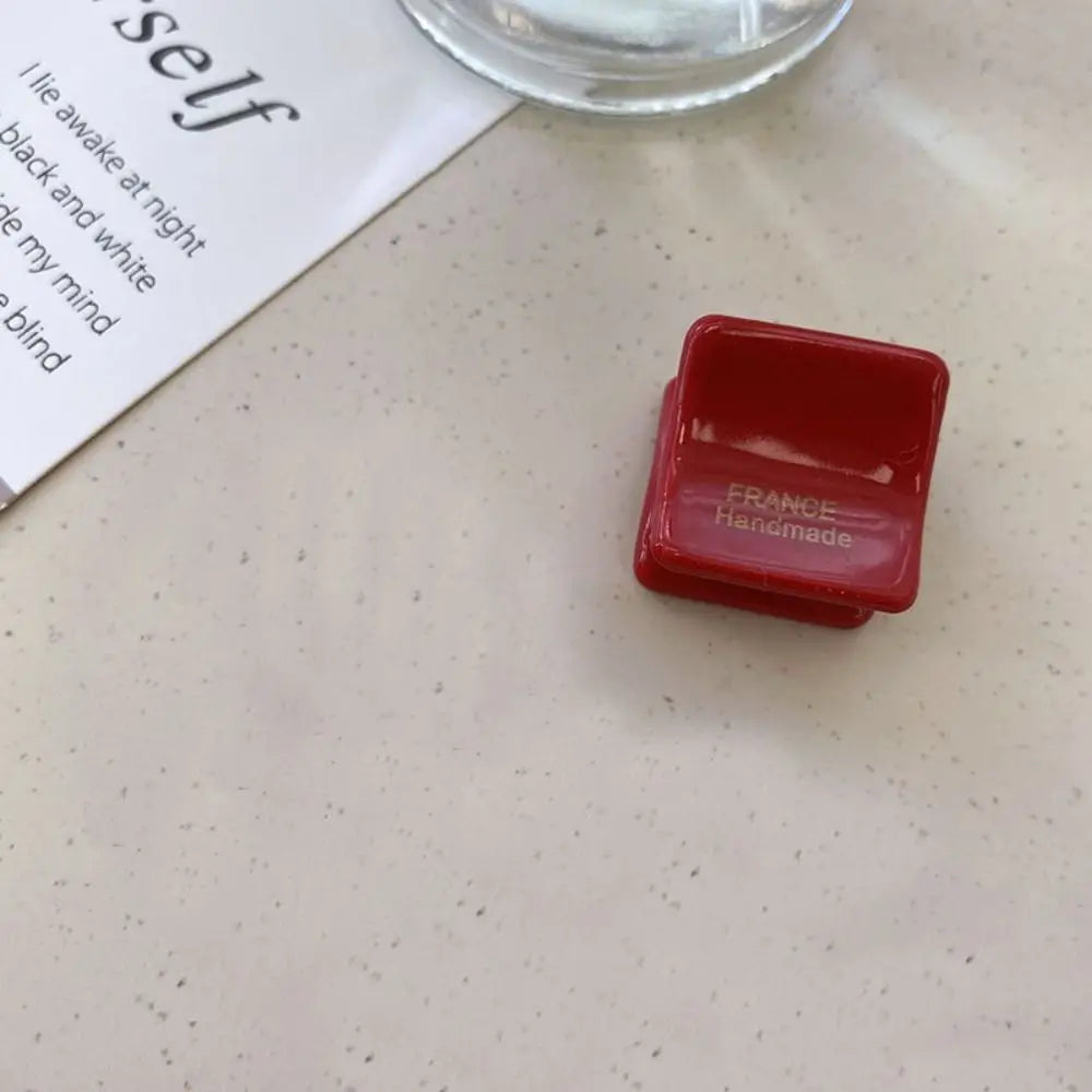 Vintage Y2K Mini Square Acetate Hair Claw Clip Barrette Hair Claw Clip PLUSH C