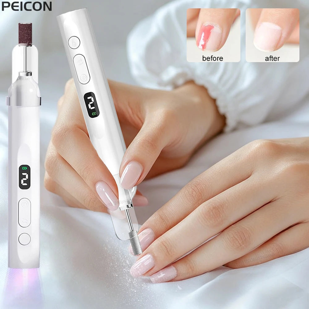 PEICON Electric Nail Drill Machine with UV Lamp – White Electric Nail Drill PLUSH