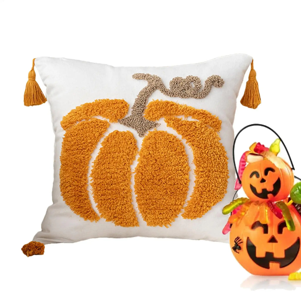 Halloween Pumpkin Ghost Throw Pillow Cover | Fall Décor Throw Pillow Cover PLUSH