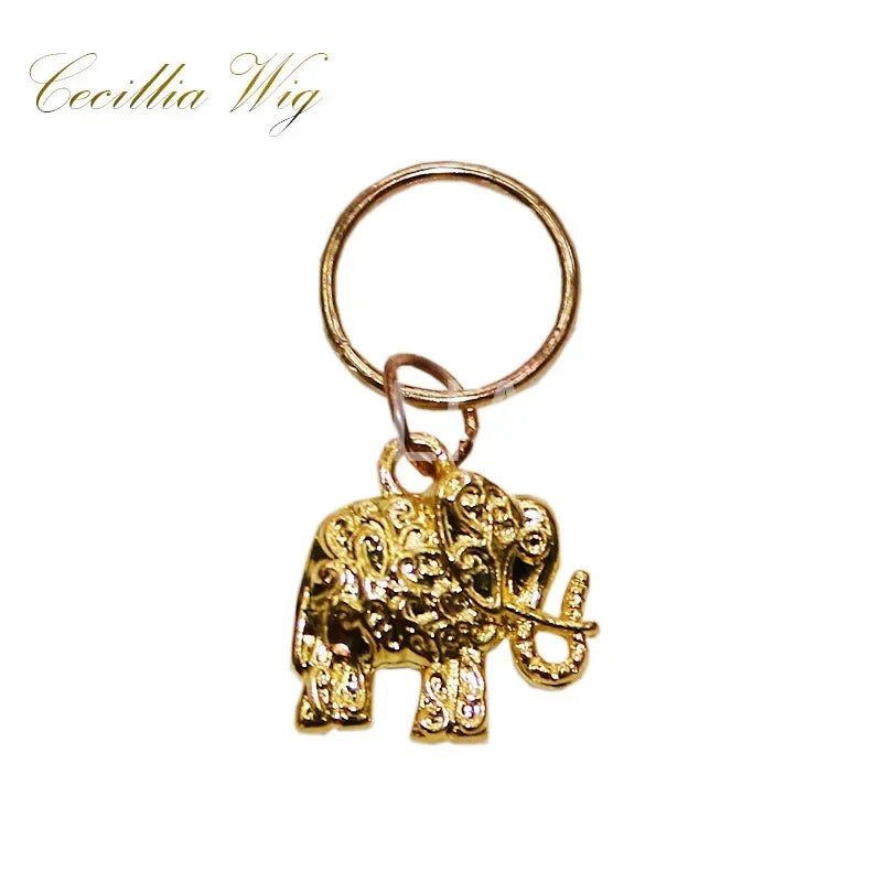 5pcs Dreadlock Beads Hair Braid Cuffs – Gold Leaf & Shell Rings Dreadlock Hair Cuffs PLUSH Gold elephant C 5pcs