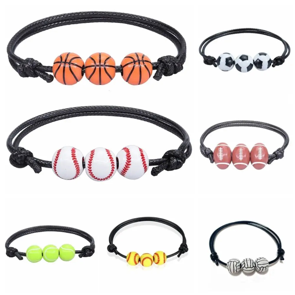 Handmade Sports Ball Wax Line Woven Charm Bracelet – Unisex Charm Bracelet PLUSH