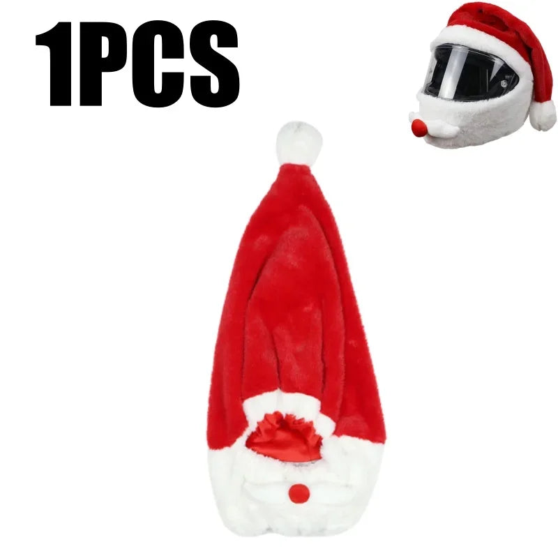 Santa Motorcycle Helmet Cover – Christmas Full Face Hat Decor Helmet Cover PLUSH 1PCS