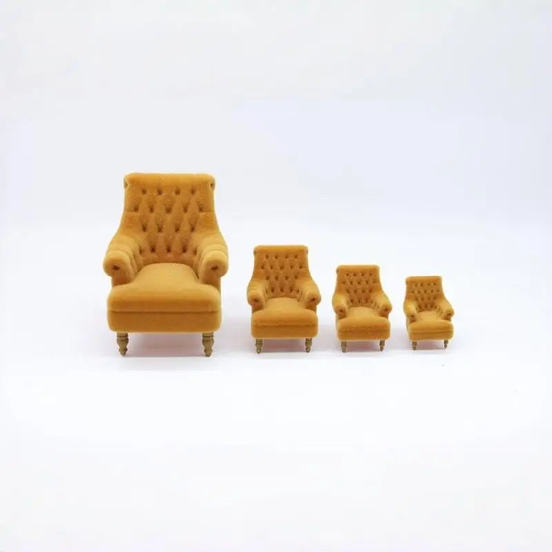 Mini Flocked Dollhouse Armchair 1:12–1:30 Scale Sofa Chair Dollhouse Furniture PLUSH