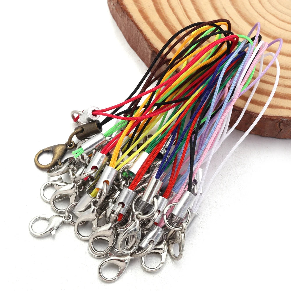 Lobster Clasp Phone Strap Polyester Cord & Jump Ring – 20-100pcs Jewelry Findings Set PLUSH