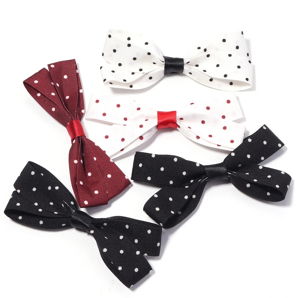 5pcs 15mm Polka Dot Pre-Tied Bows – DIY Hair & Craft Supplies Craft Bow Embellishments PLUSH mixed