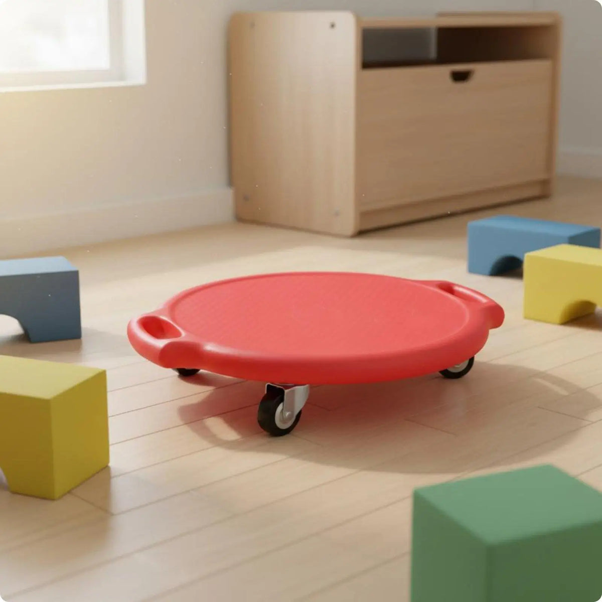 Kids Balance Scooter Board on Wheels – Indoor Play & Training Kids Balance Board PLUSH Red