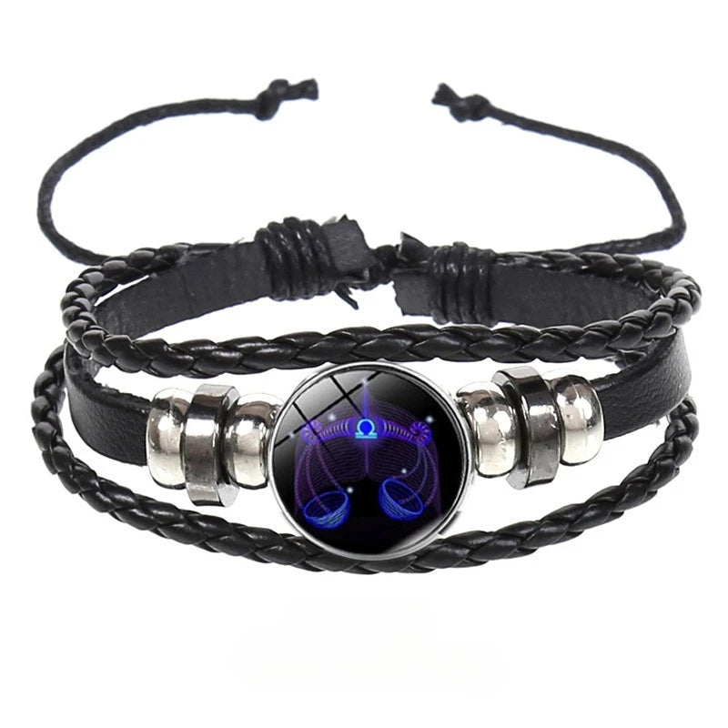 Glow in the Dark Zodiac Constellation Bracelet | Braided Rope Charm Bracelet PLUSH Libra Luminous 18-26CM